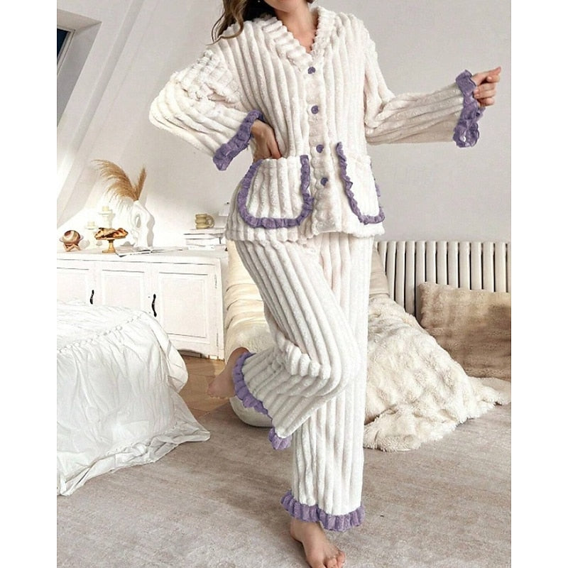 Winifred | Women's Cosy Loungewear Set with Ruffle Trim