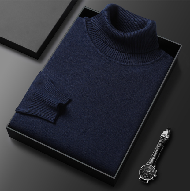 Derek | Men's Knit Turtleneck Sweater - Ribbed Classic Fit Long Sleeve