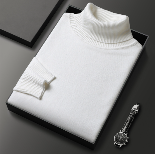 Derek | Men's Knit Turtleneck Sweater - Ribbed Classic Fit Long Sleeve