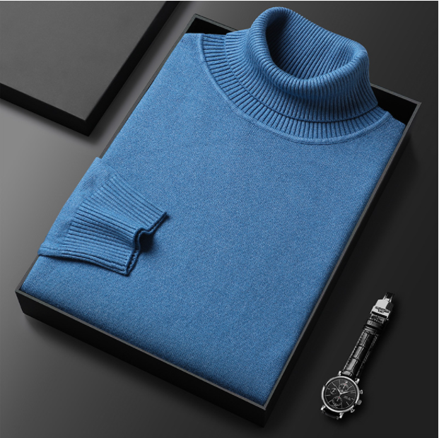 Derek | Men's Knit Turtleneck Sweater - Ribbed Classic Fit Long Sleeve