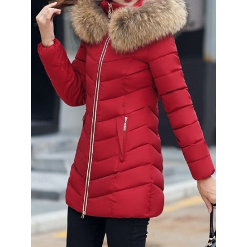 Gwendolyn | Women's Hooded Quilted Parka - Zip Front Slim Fit