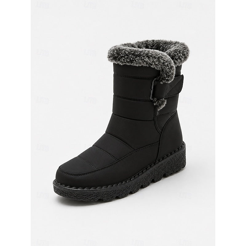 Petra | Women's Fur-Trimmed Winter Boots - Snow Side Fastening