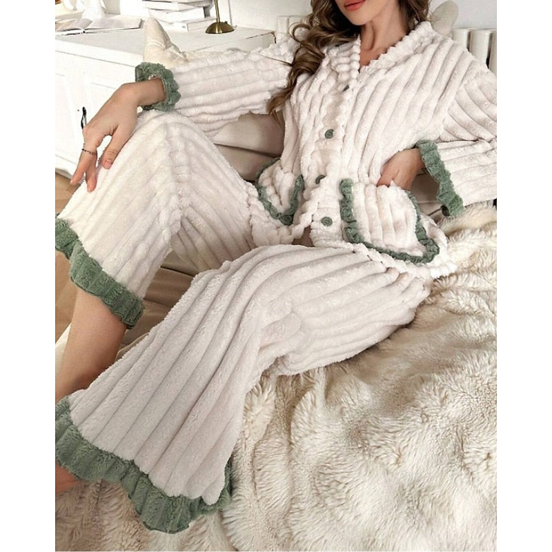 Winifred | Women's Cosy Loungewear Set with Ruffle Trim