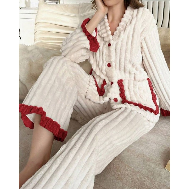 Winifred | Women's Cosy Loungewear Set with Ruffle Trim