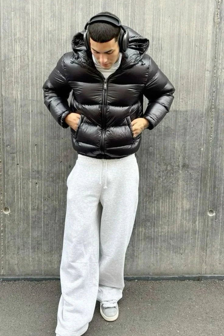 Luke | Men's Winter Down Puffer Jacket - Hooded High Collar Elastic Cuffs