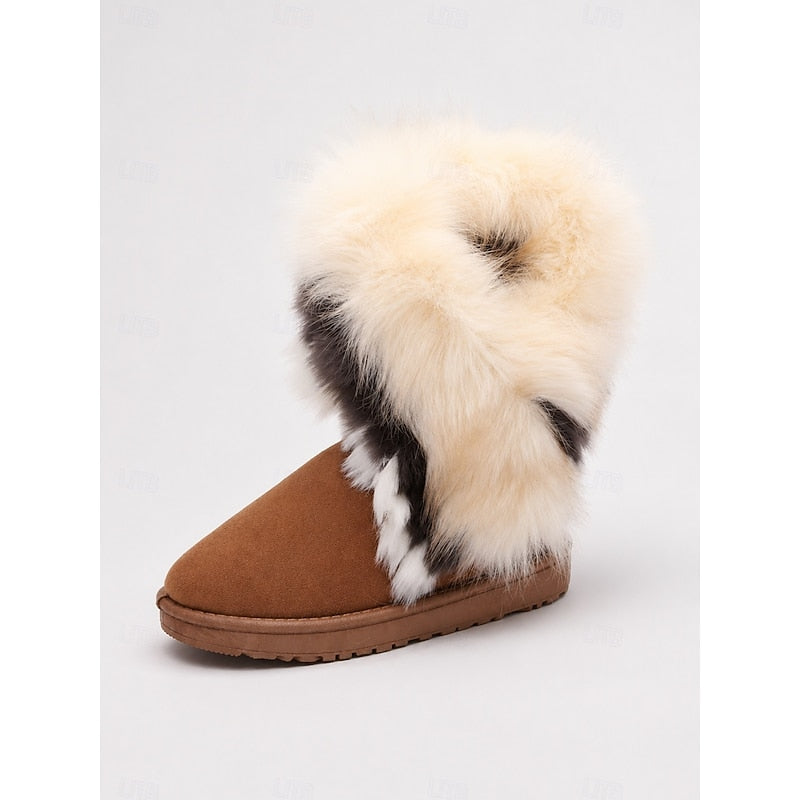 Ramona | Women's Fluffy Winter Boots - Slip-On Trim
