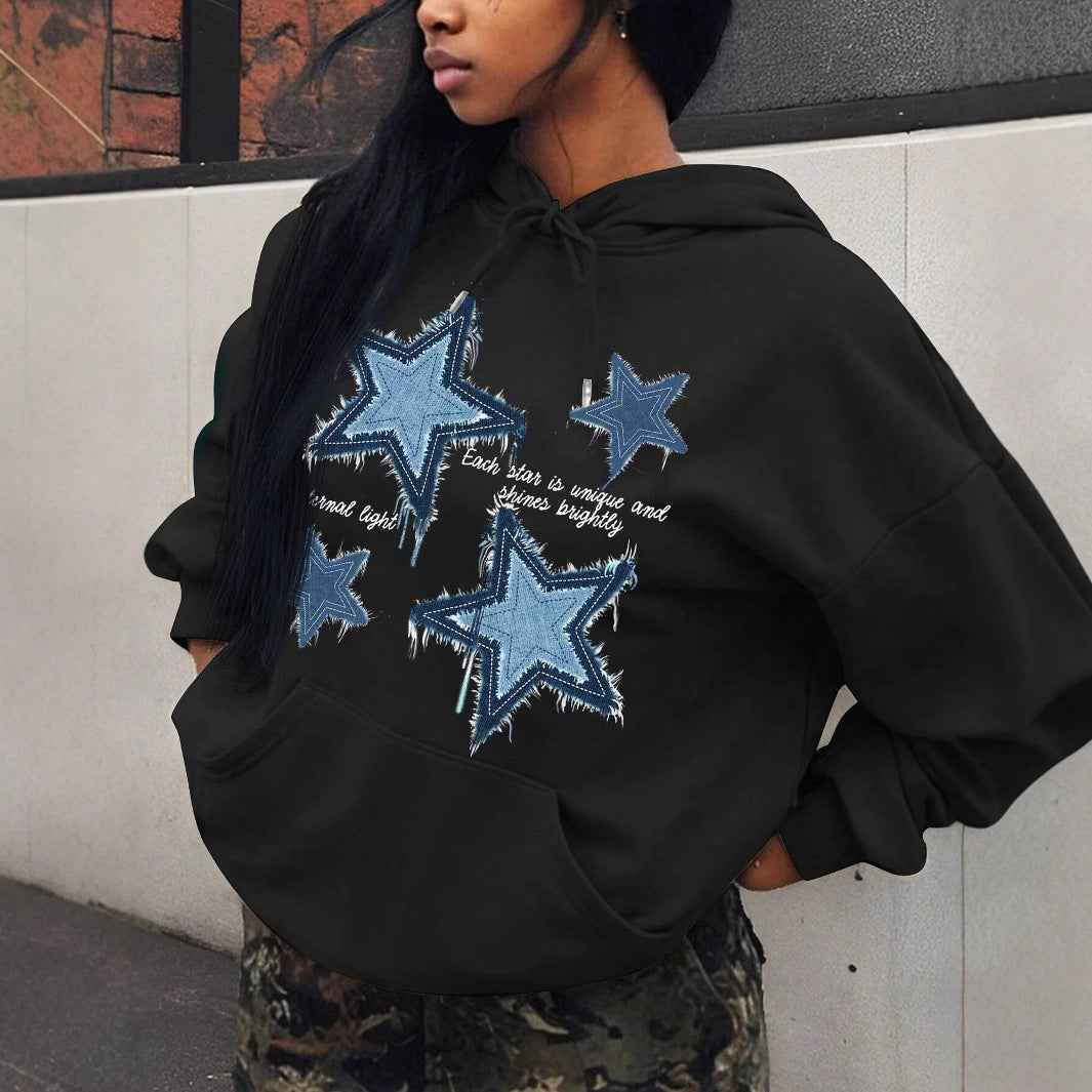 Rue Women's Oversized Hoodie - Black-Blue
