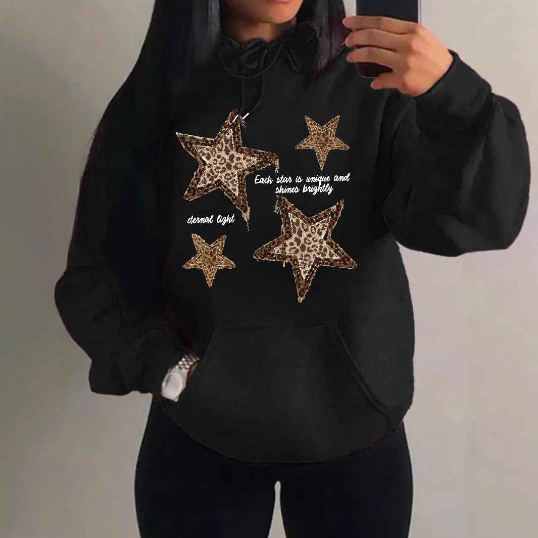 Rue Women's Oversized Hoodie - Black-Leopard