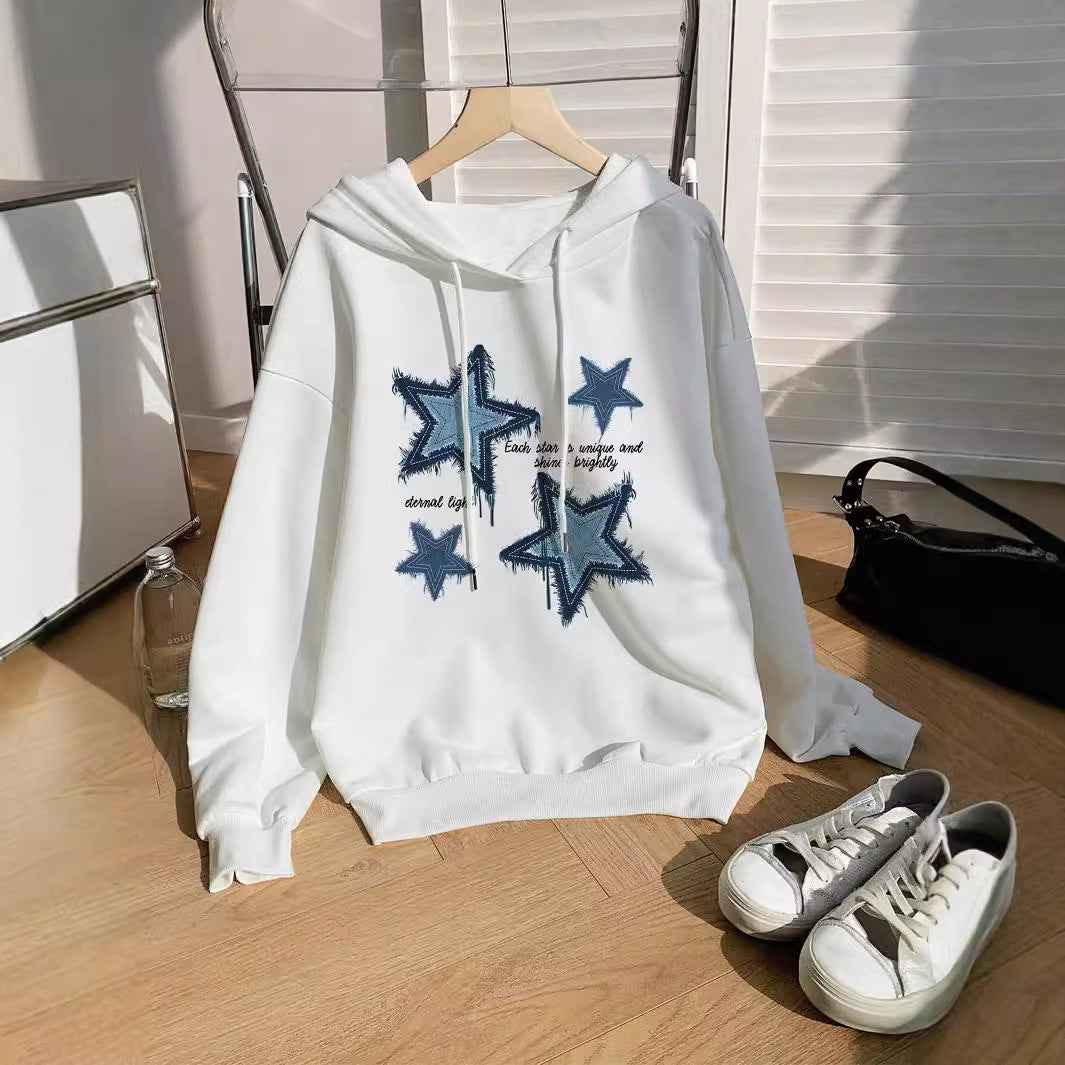 Rue Women's Oversized Hoodie - White-Blue