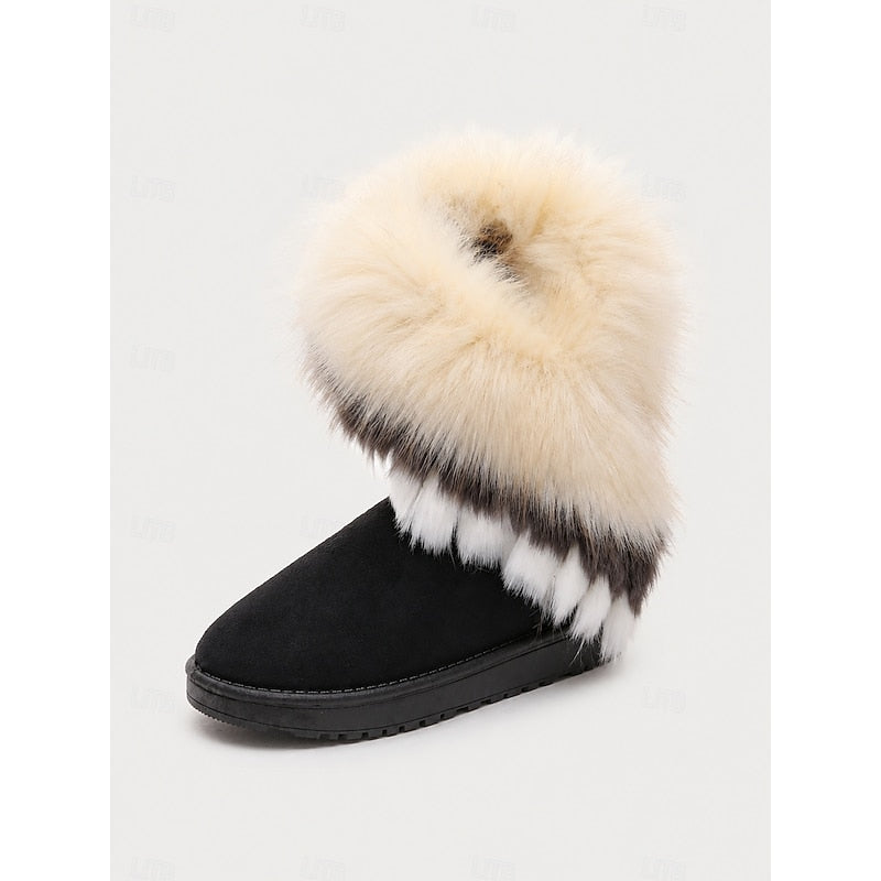 Ramona | Women's Fluffy Winter Boots - Slip-On Trim