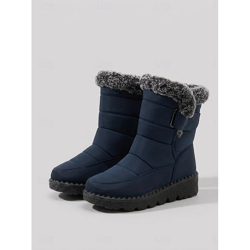 Petra | Women's Fur-Trimmed Winter Boots - Snow Side Fastening