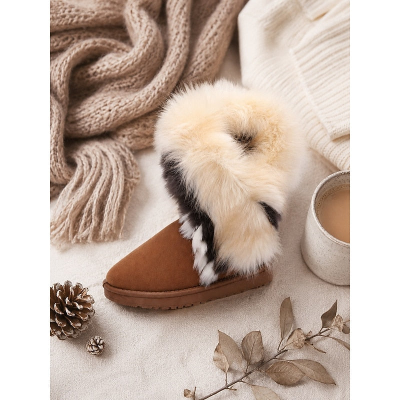 Ramona | Women's Fluffy Winter Boots - Slip-On Trim