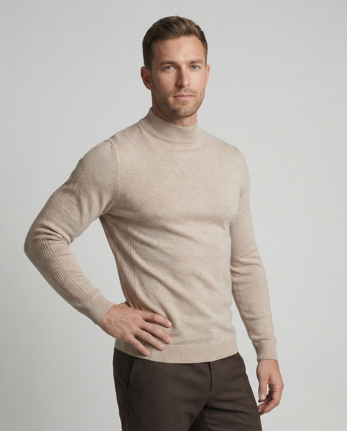Eric | Men's Merino Wool Turtleneck Sweater - Classic Roll Neck Pullover