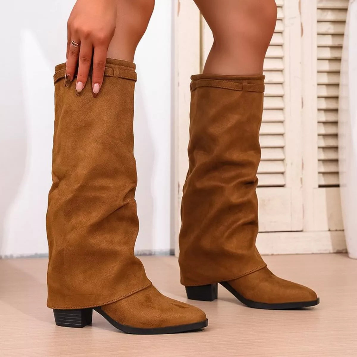 Sula Women's Suede Knee High Boots - Brown