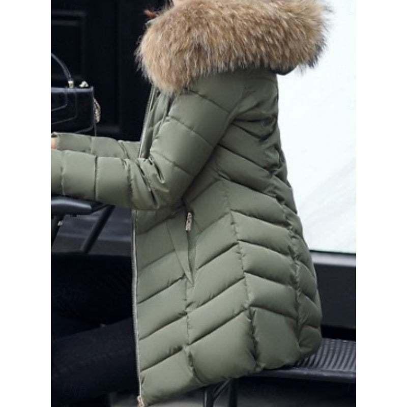 Gwendolyn | Women's Hooded Quilted Parka - Zip Front Slim Fit