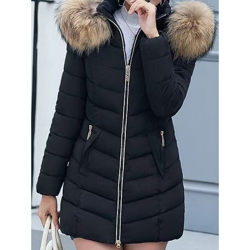 Gwendolyn | Women's Hooded Quilted Parka - Zip Front Slim Fit
