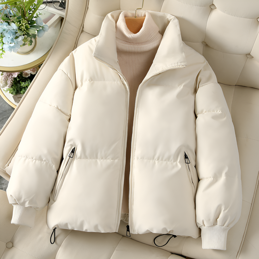 Alexis | Women's Cropped Puffer Winter Jacket with Stand Collar