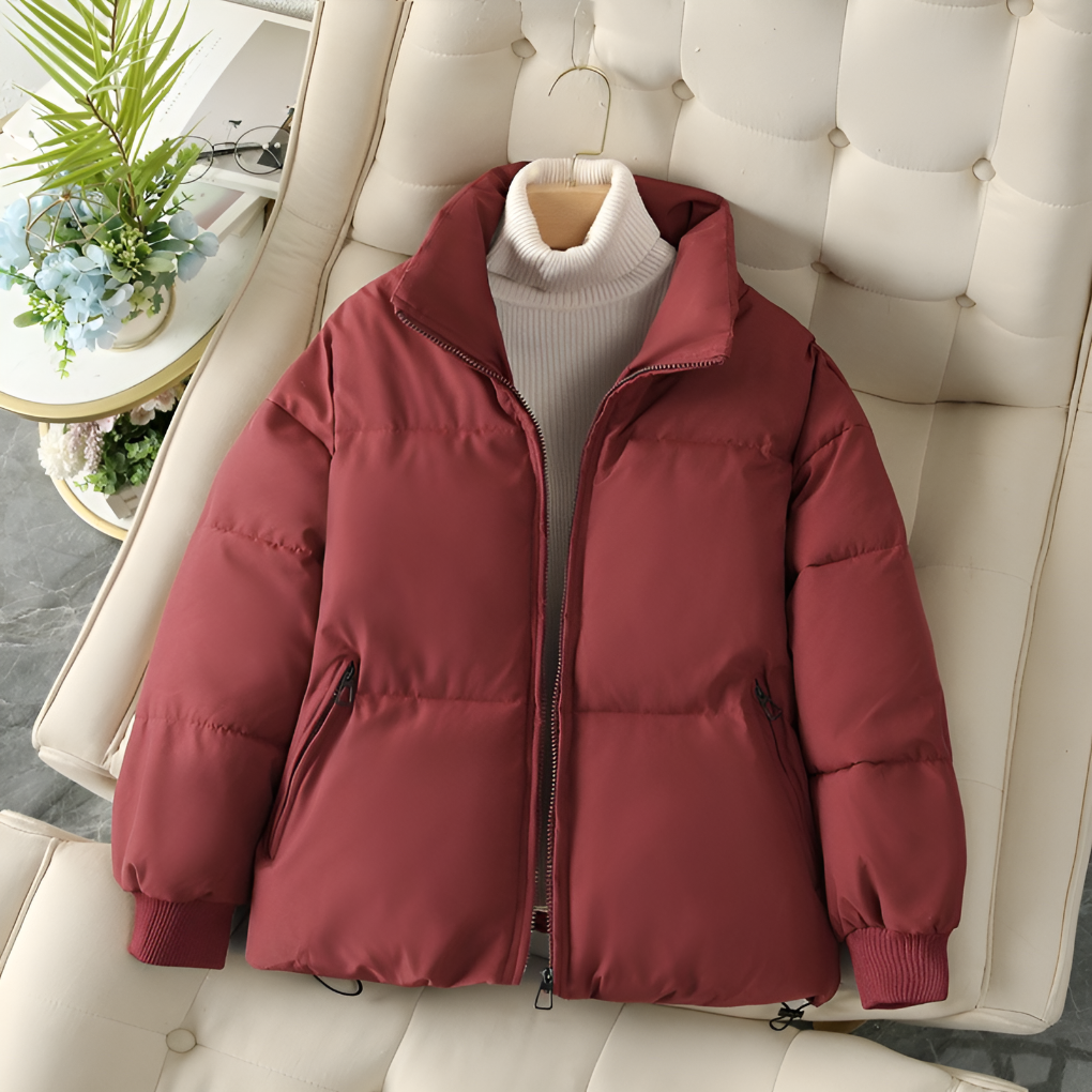 Alexis | Women's Cropped Puffer Winter Jacket with Stand Collar