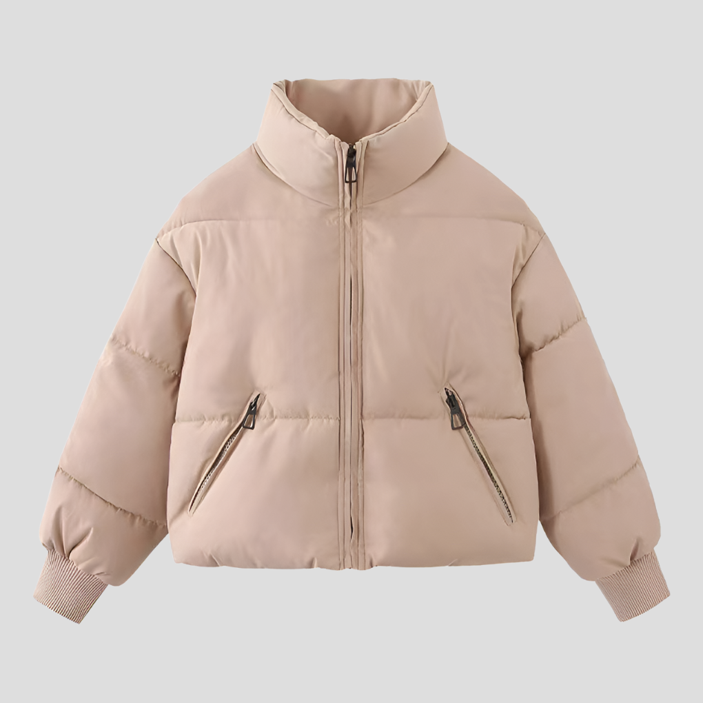 Alexis | Women's Cropped Puffer Winter Jacket with Stand Collar