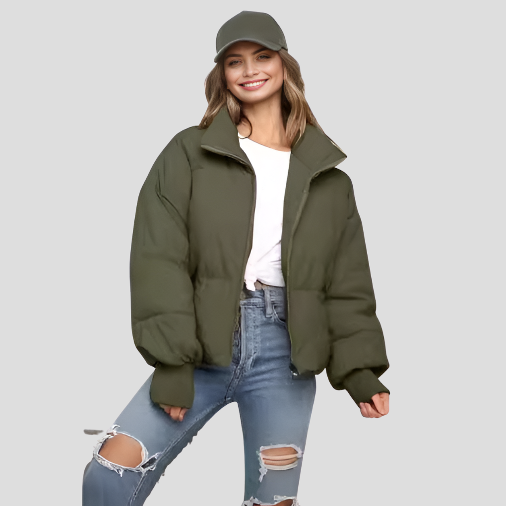 Alexis | Women's Cropped Puffer Winter Jacket with Stand Collar