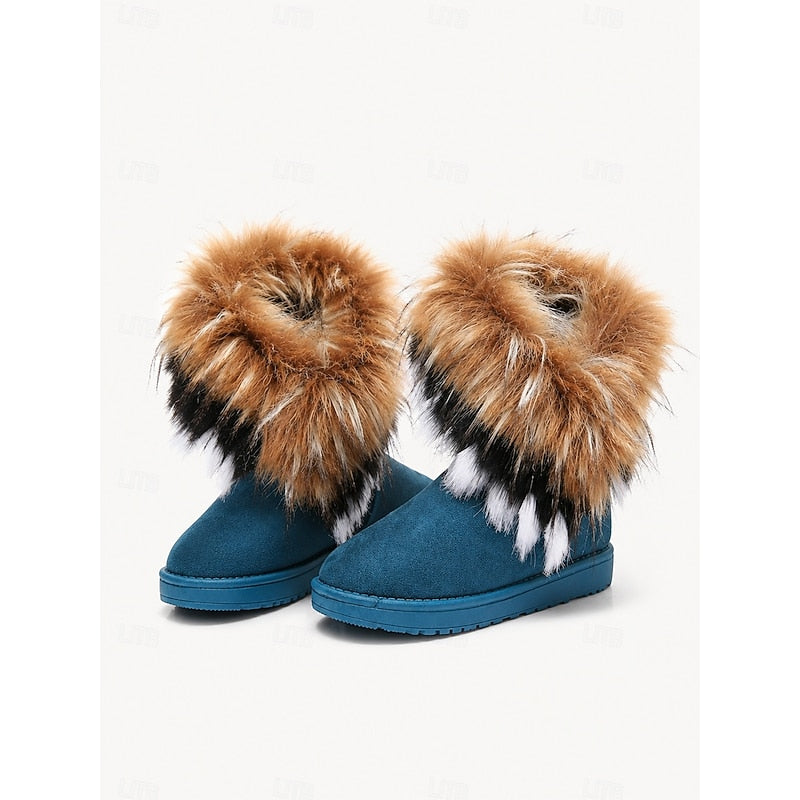 Ramona | Women's Fluffy Winter Boots - Slip-On Trim