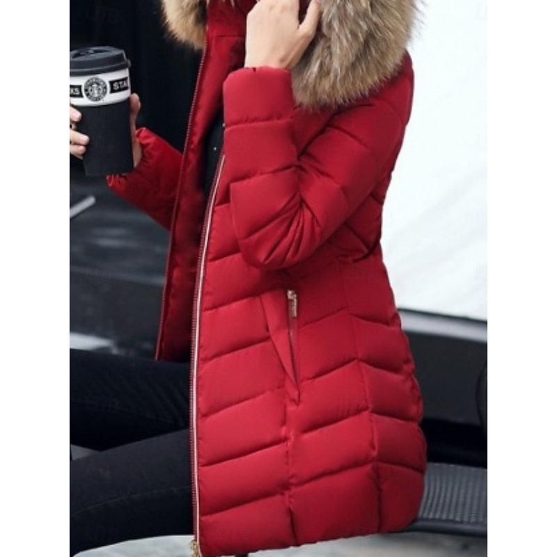 Gwendolyn | Women's Hooded Quilted Parka - Zip Front Slim Fit