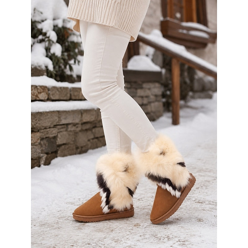 Ramona | Women's Fluffy Winter Boots - Slip-On Trim