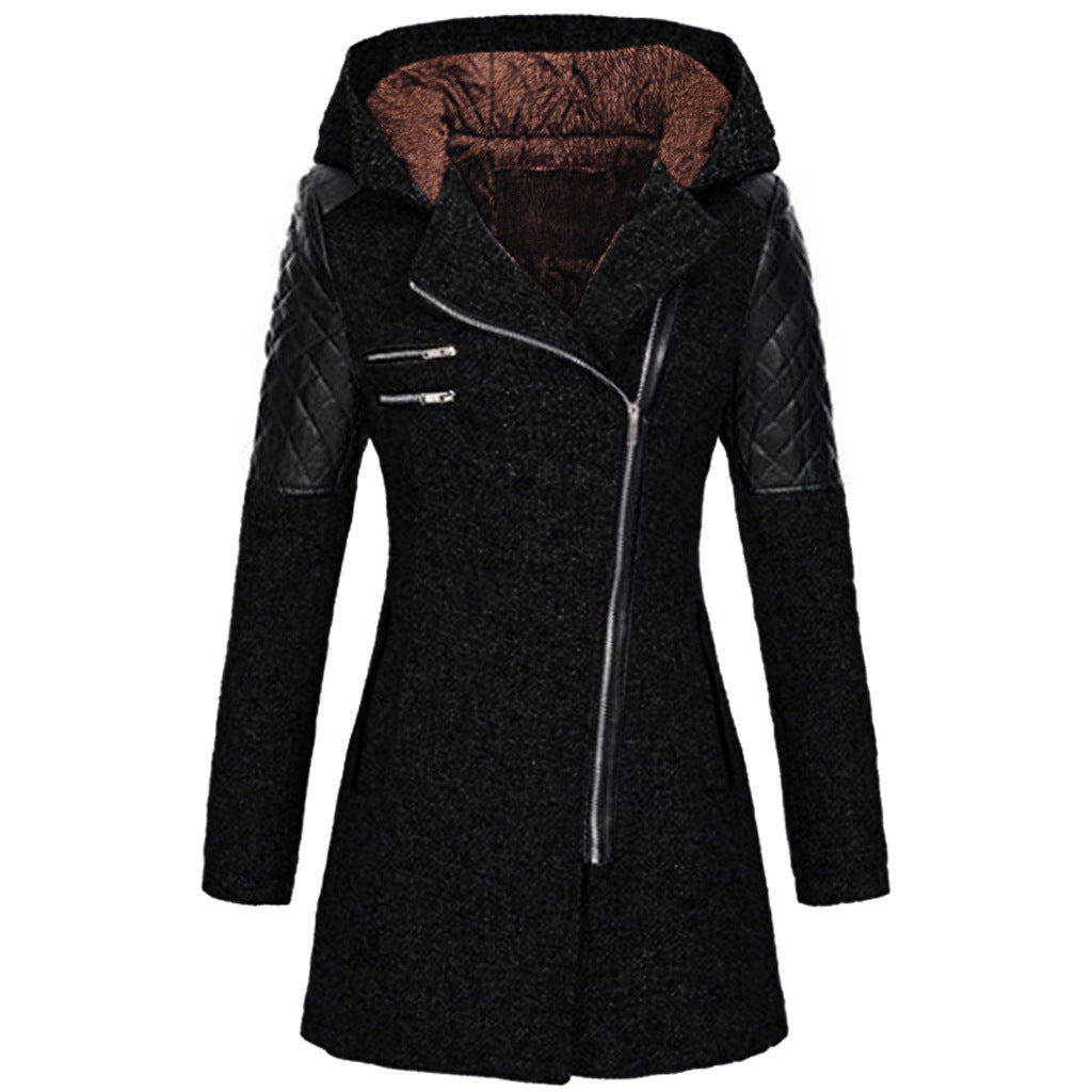 Kendra | Women's Winter Jacket with Hood and Asymmetric Zip