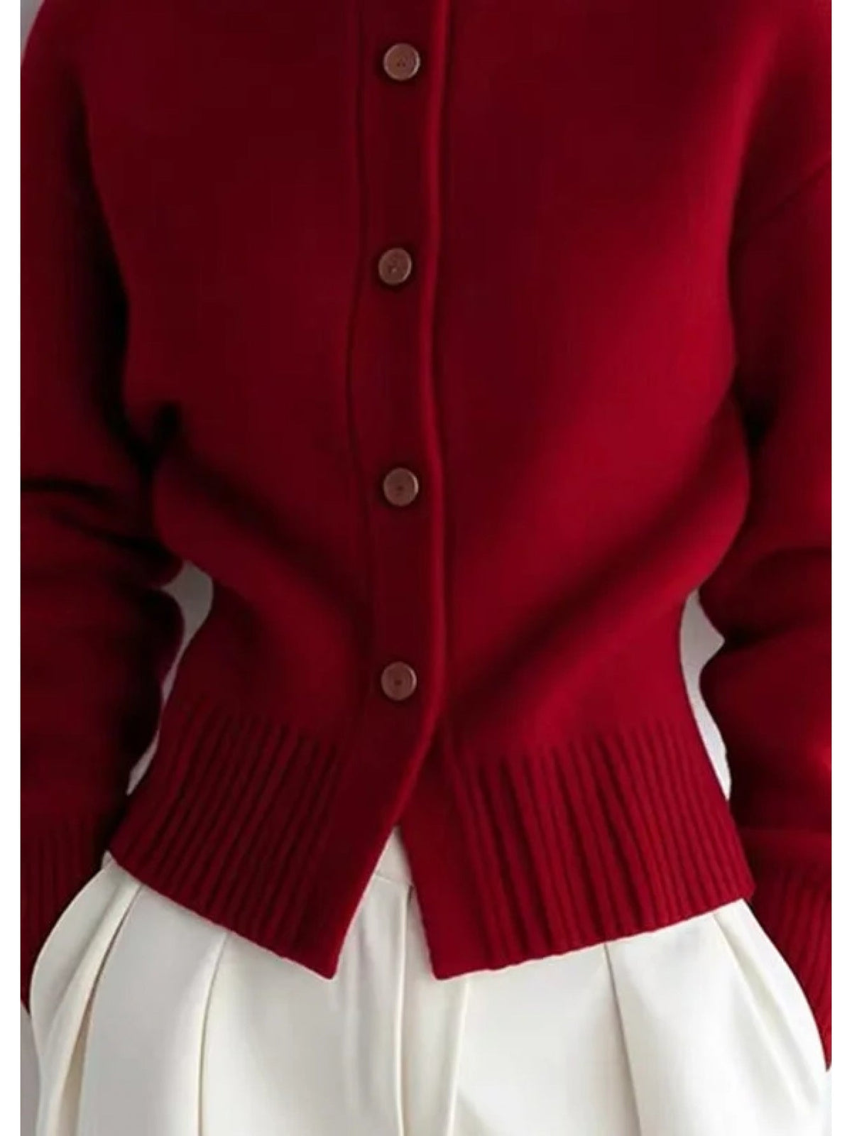 Margot | Women's High-Neck Button Cardigan - Ribbed Waist