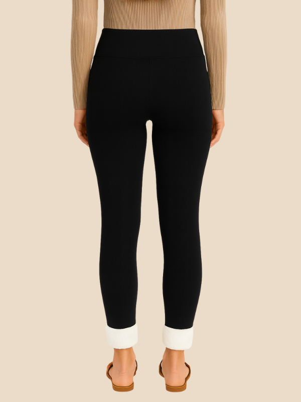 Dana | Women's High Waisted Thermal Fleece Lined Leggings - Elastic Waistband