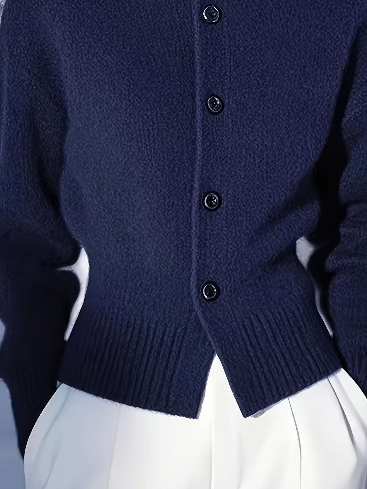 Margot | Women's High-Neck Button Cardigan - Ribbed Waist