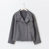 Elka | Women's Oversized Wool Peacoat - Stand Collar Asymmetric Button Coat