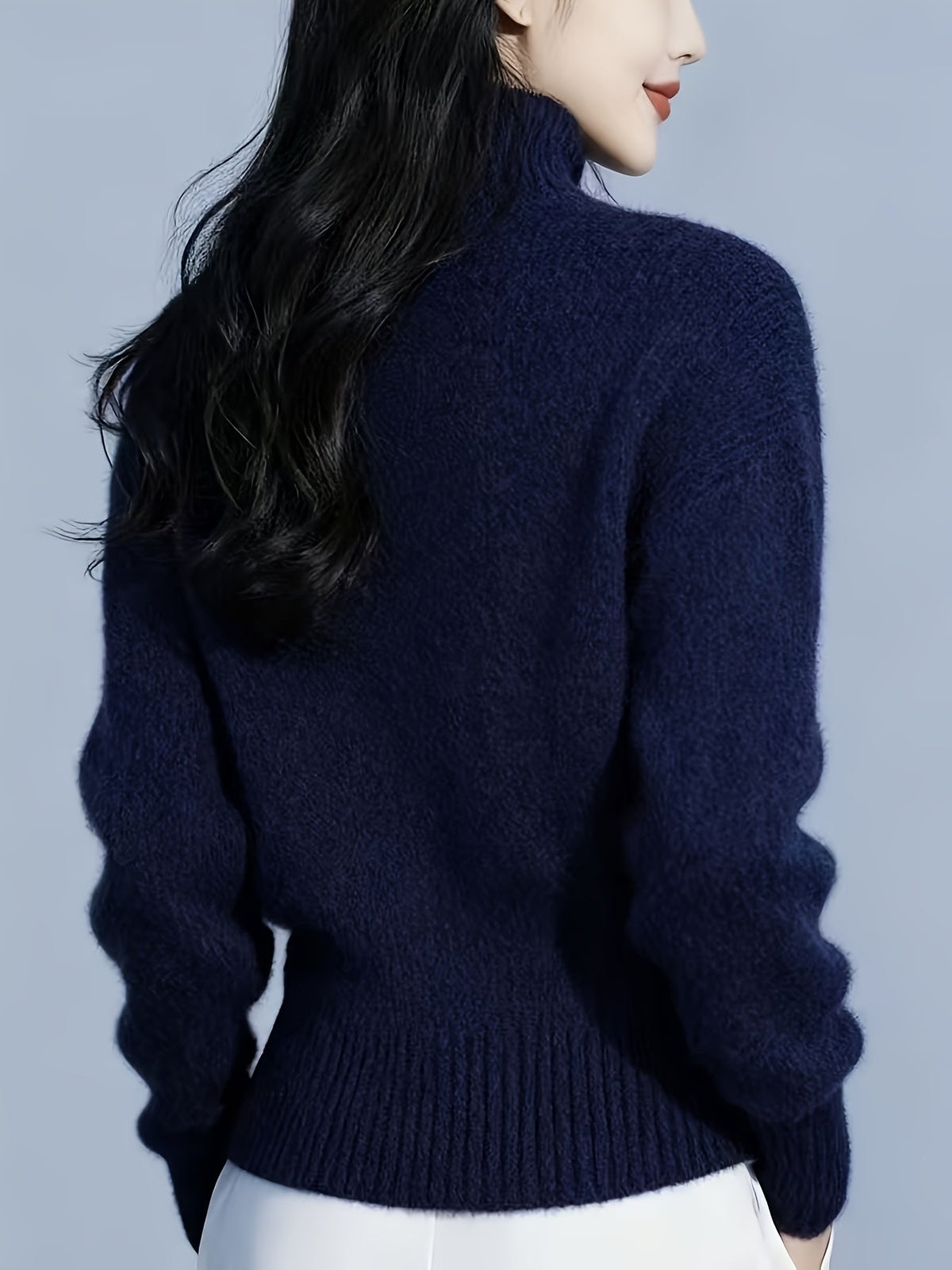 Margot | Women's High-Neck Button Cardigan - Ribbed Waist