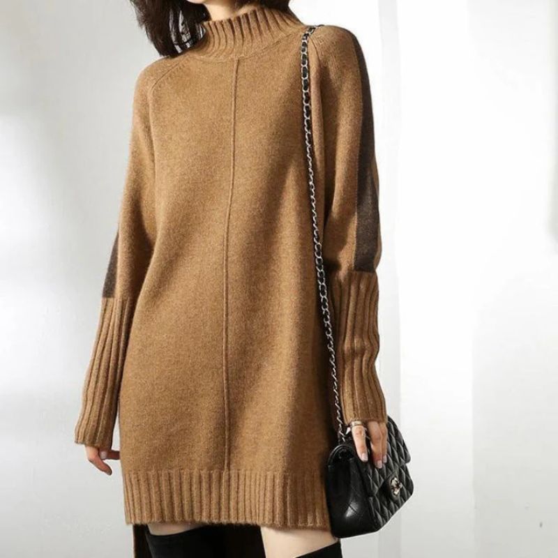 Gita | Women's Cashmere Sweater Dress - Mock Neck Oversized Long Knit