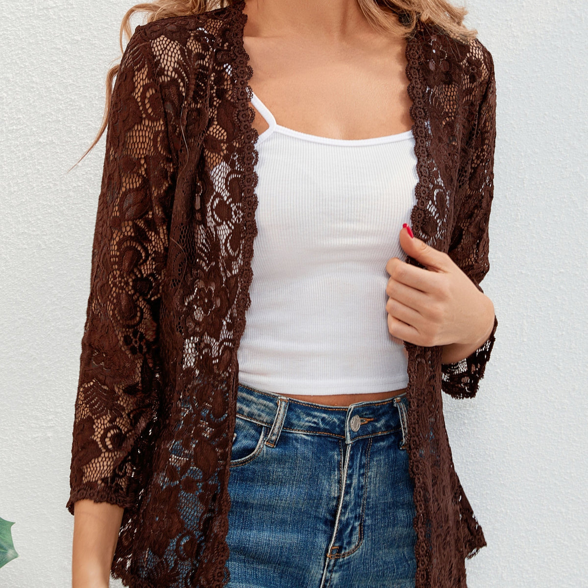 Cassandra | Women's Open-Front Cardigan - Openwork Relaxed Drape