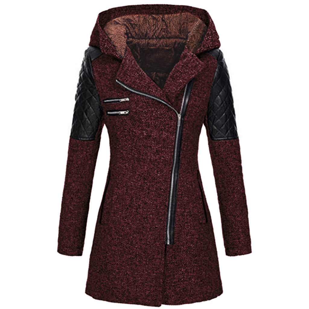 Kendra | Women's Winter Jacket with Hood and Asymmetric Zip