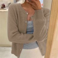 Delphina | Women's Soft Button-Front Cardigan - Round Neck Relaxed Fit
