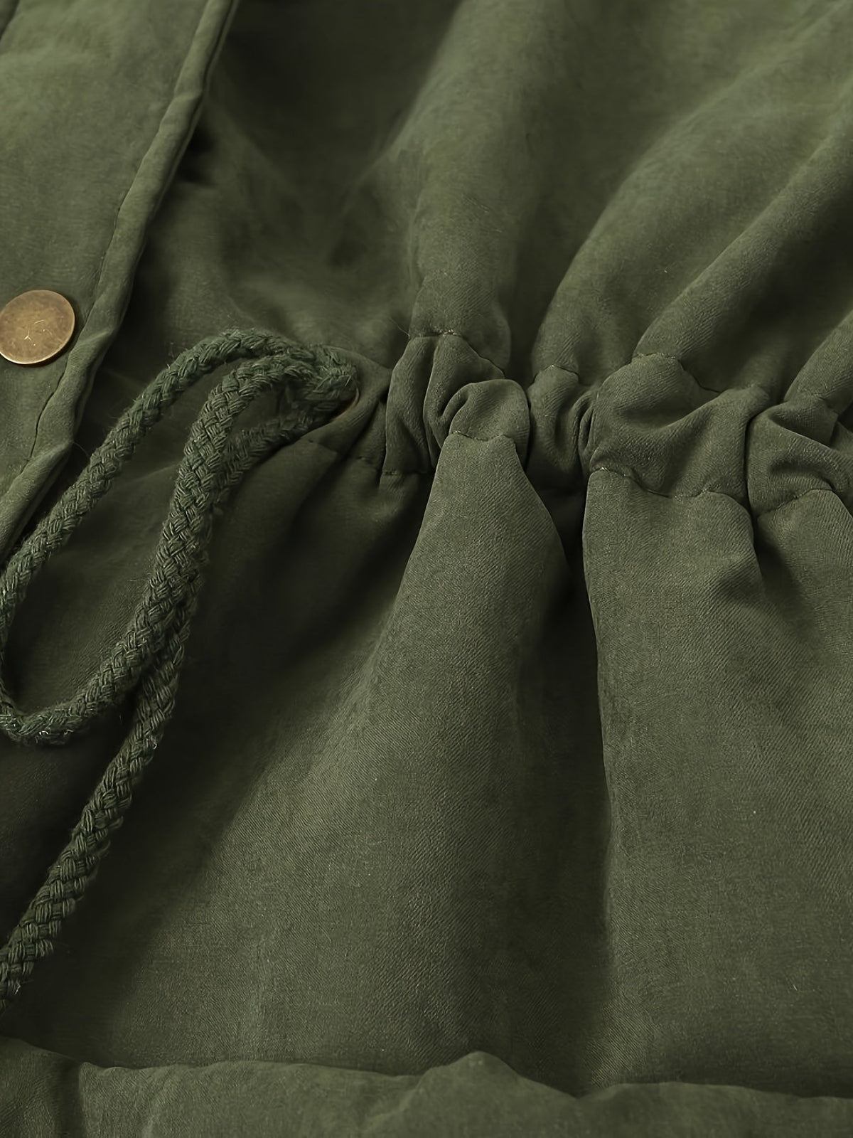 Carolyn | Women's Mid-Length Parka - Fold-Over Collar Drawstring Waist