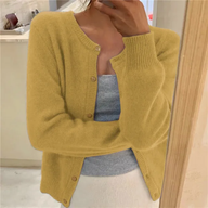 Delphina | Women's Soft Button-Front Cardigan - Round Neck Relaxed Fit