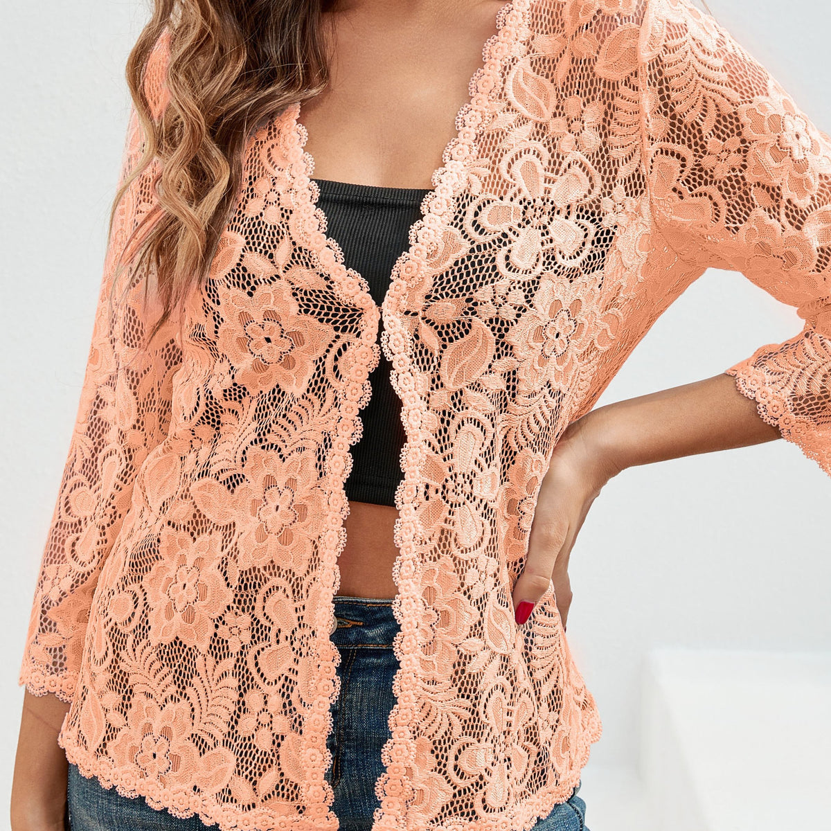Cassandra | Women's Open-Front Cardigan - Openwork Relaxed Drape