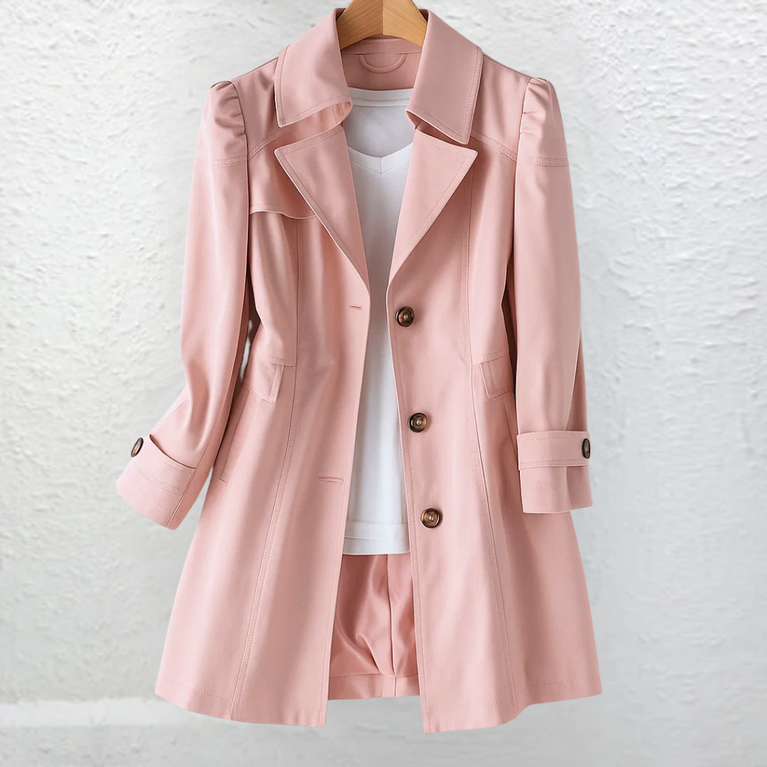 Vicki | Women's Vintage Trench Coat - Tailored Collar Side Pockets