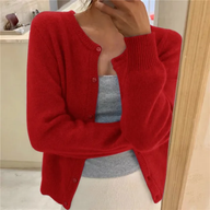 Delphina | Women's Soft Button-Front Cardigan - Round Neck Relaxed Fit