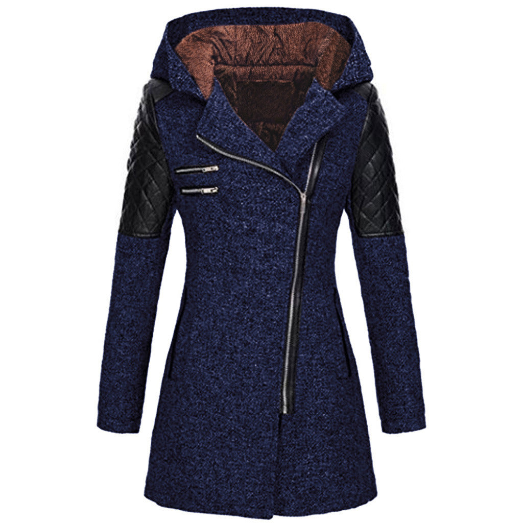 Kendra | Women's Winter Jacket with Hood and Asymmetric Zip