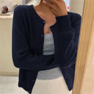 Delphina | Women's Soft Button-Front Cardigan - Round Neck Relaxed Fit