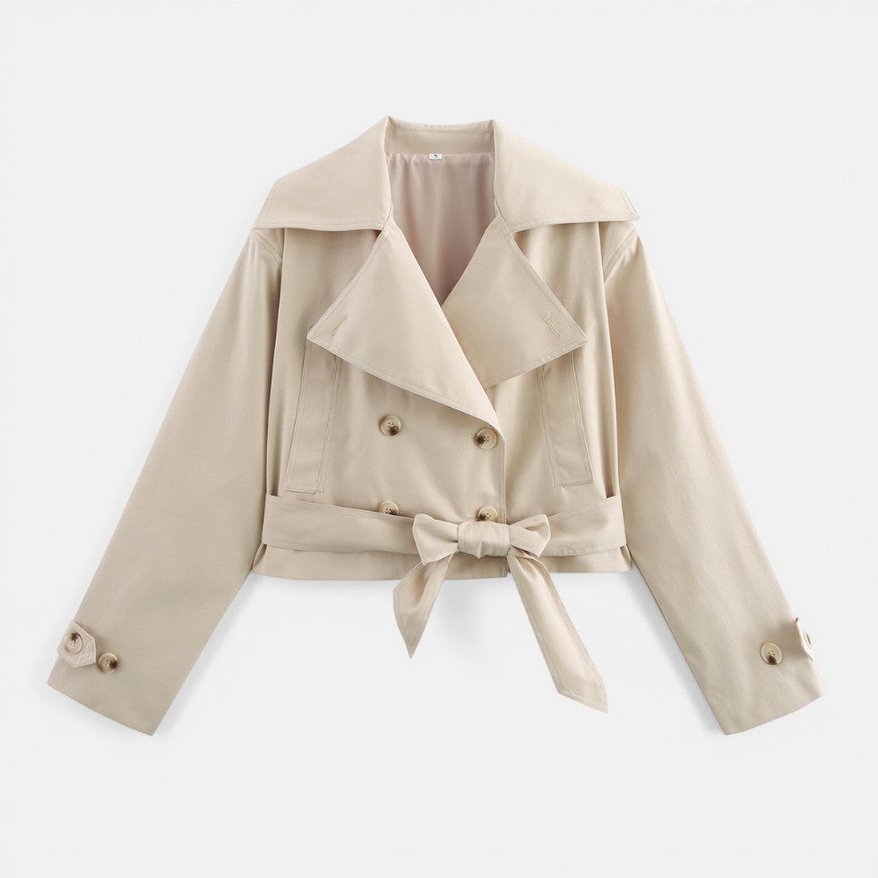 Adelaide | Tailored Cropped Trench Jacket with Belted Bow