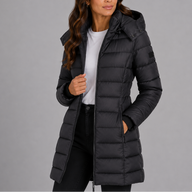 Alva | Women's Long Puffer Coat with Hood and Zip Pockets