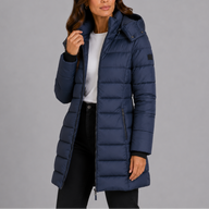 Alva | Women's Long Puffer Coat with Hood and Zip Pockets