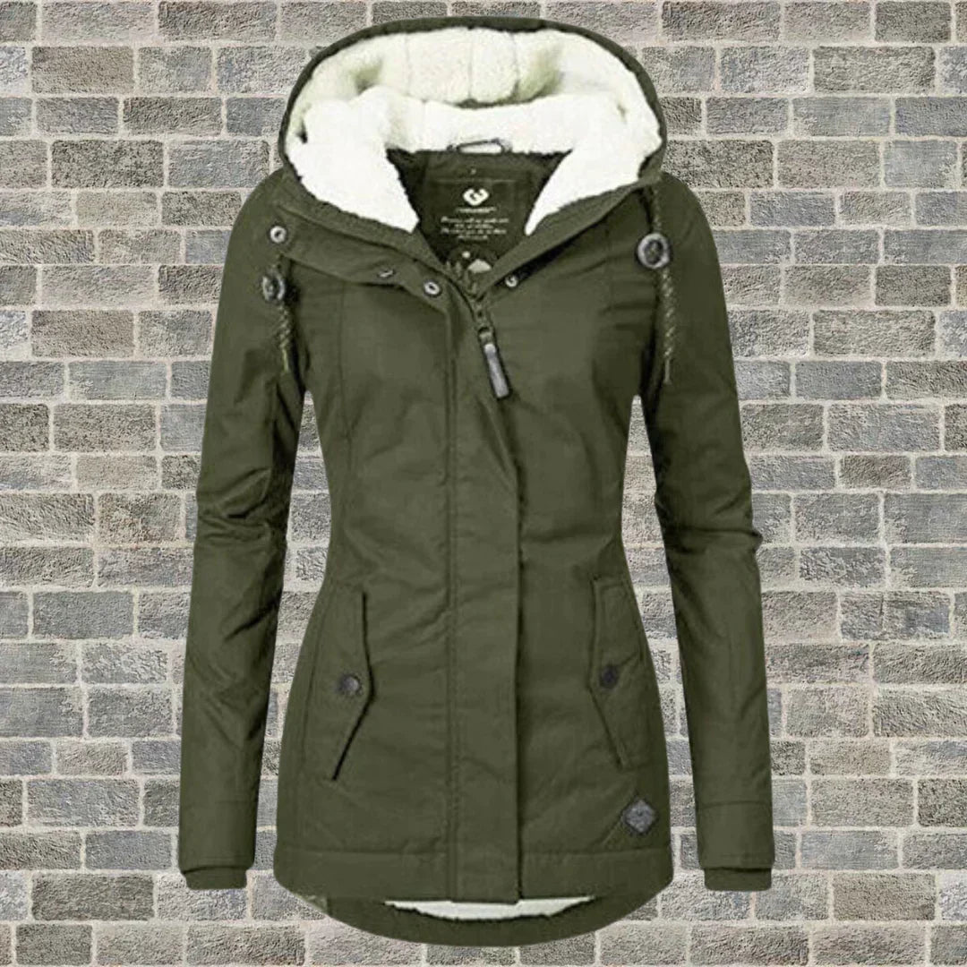 Amber | Women's Hooded Winter Parka Jacket - Lined Hood Relaxed Fit Pockets