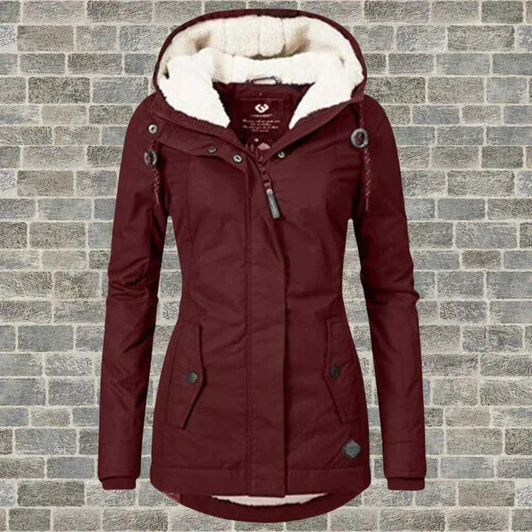 Amber | Women's Hooded Winter Parka Jacket - Lined Hood Relaxed Fit Pockets