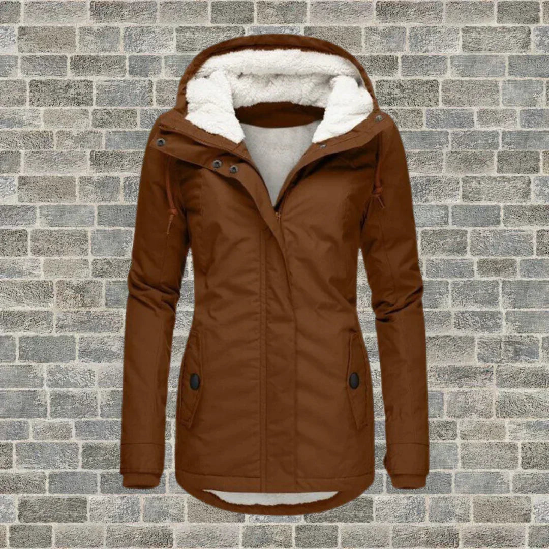Amber | Women's Hooded Winter Parka Jacket - Lined Hood Relaxed Fit Pockets